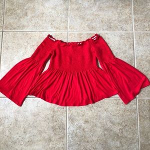Red off the shoulder top